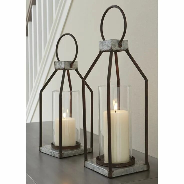 Подсвечник в стиле лофт Signature Design By Ashley Set of 2 Set of 2 Diedrick Lanterns Lanterns decor, L