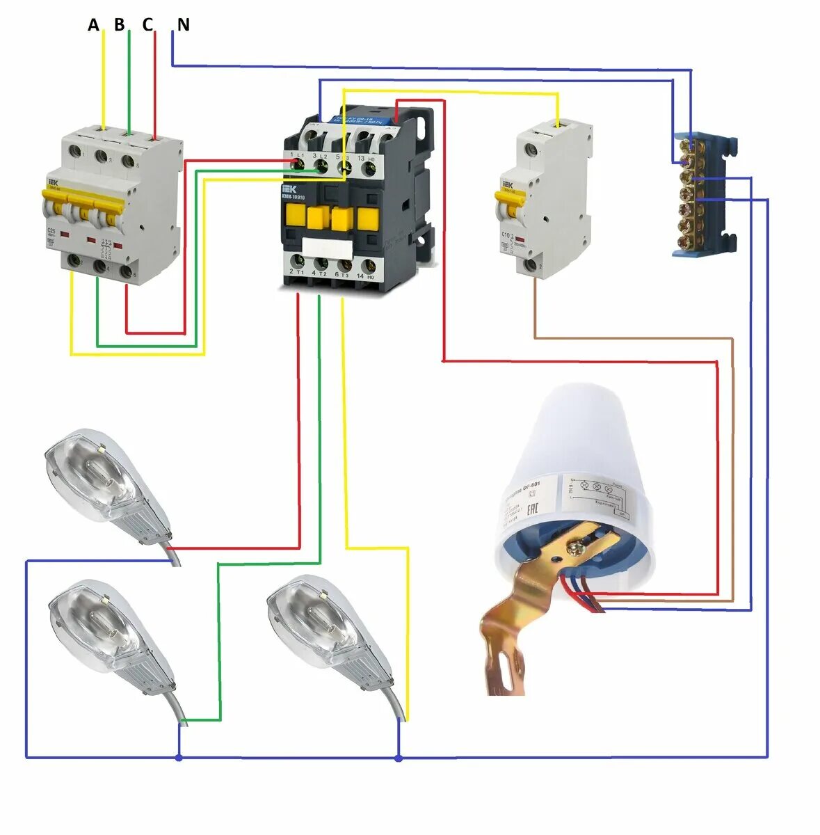 Подсветка без подключения к электричеству Схема подключения фотореле через магнитный пускатель