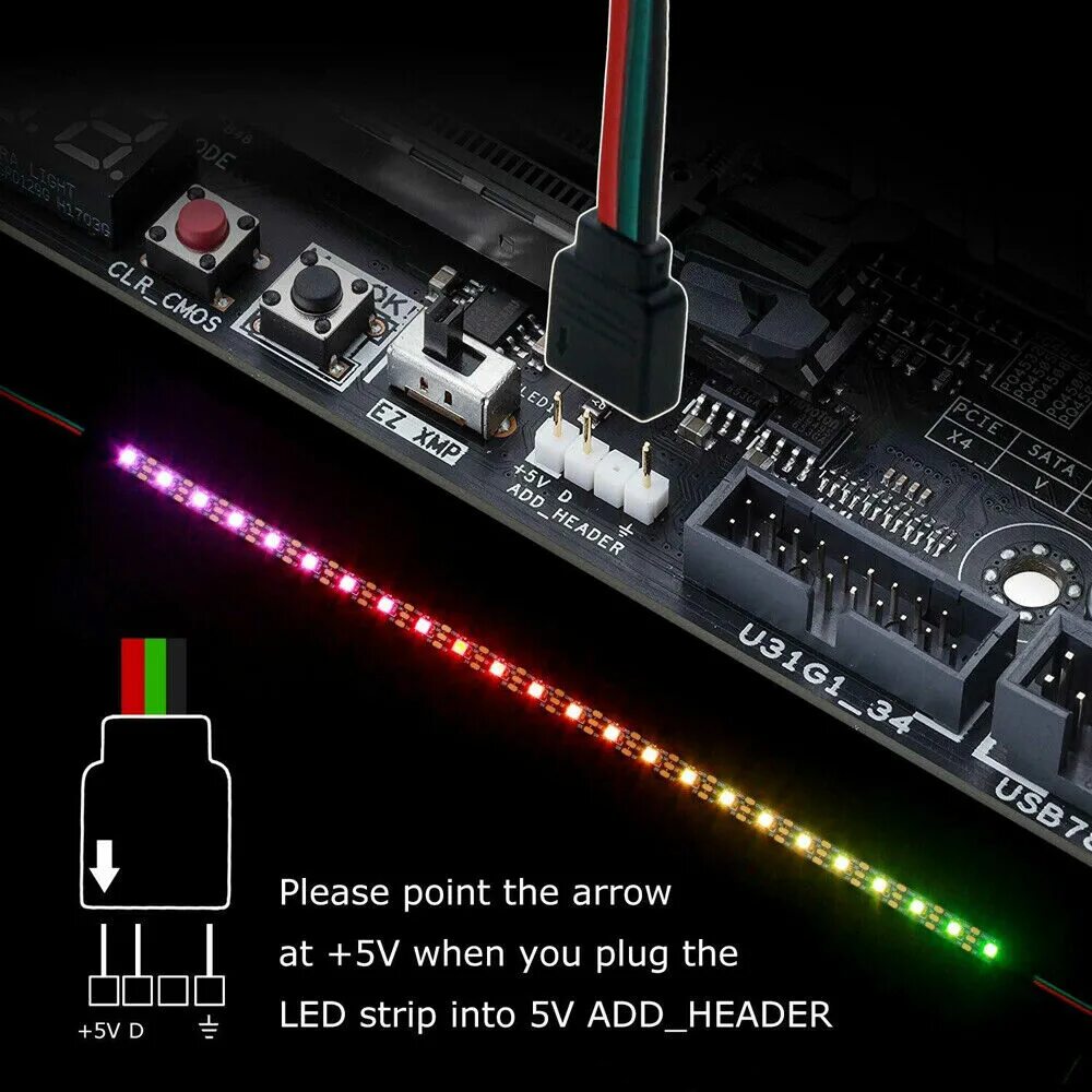 Подсветка без подключения к электричеству RGB Addressable WS2812B ws2812 LED Strip Light PC Motherboard ASUS Aura SYNC eBa