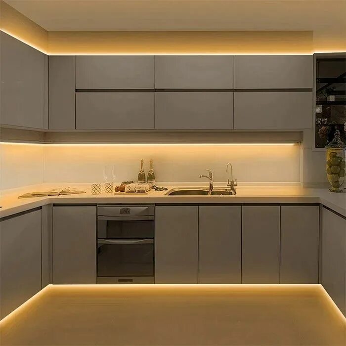 Подсветка для кухни фото в интерьере Kitchen LED Strip Lights; Under Cabinet Lighting, Plinths, Kickboards - LEDSpace