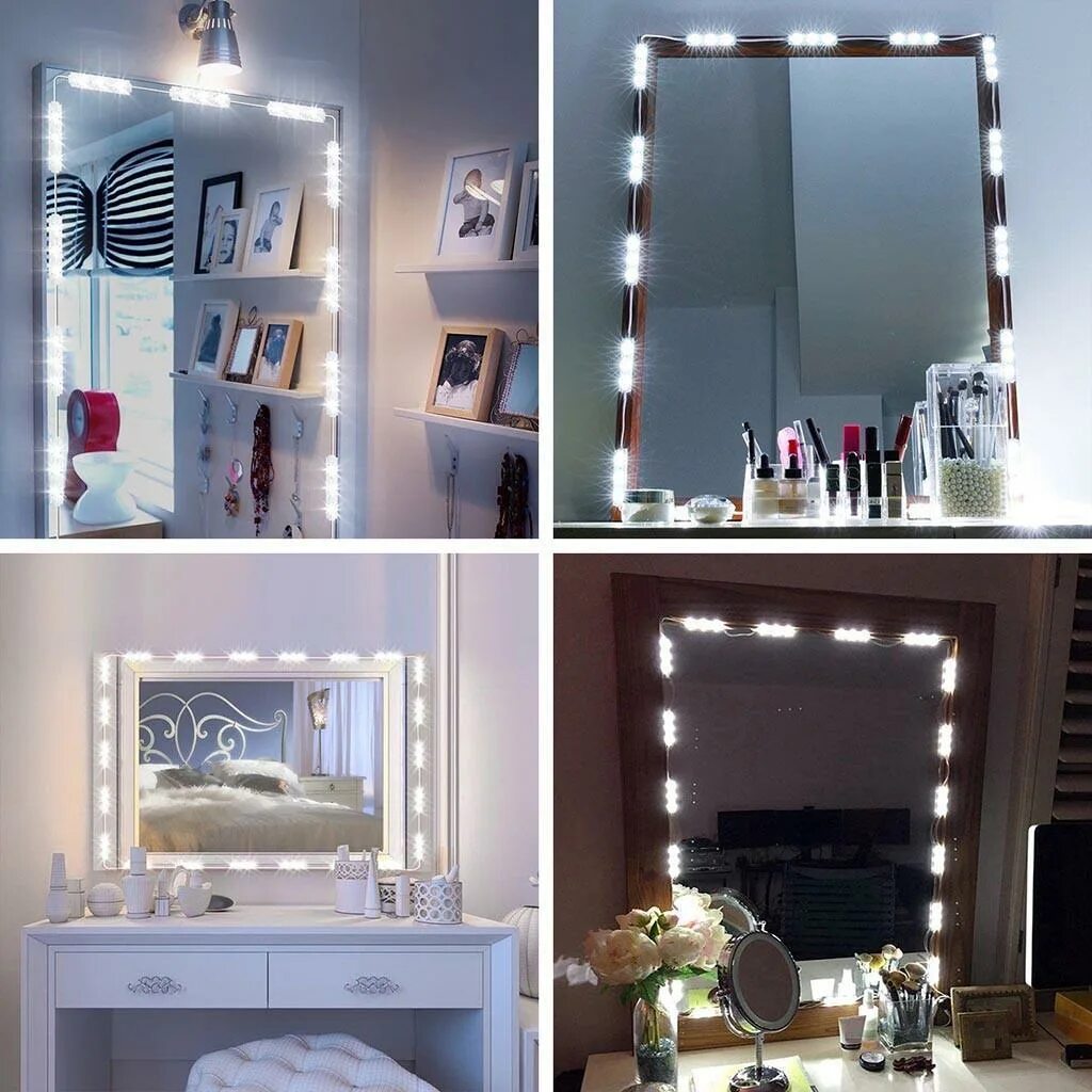 Подсветка для макияжа купить Dimmable 60 LED Vanity Light Kits Cosmetic Makeup Mirror Lights String купить не