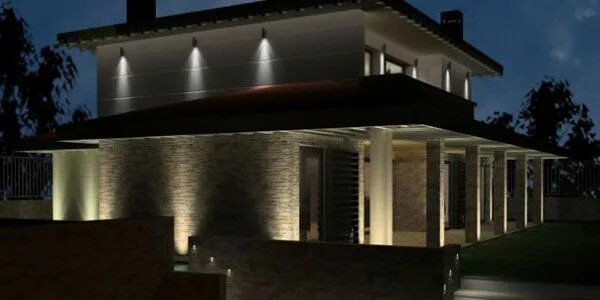 Подсветка двухэтажного дома снаружи фото Consejos de iluminación exterior de chalets. Cómo iluminar exteriores. House sty