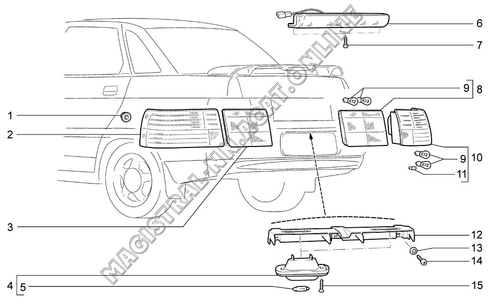 Подсветка заднего номерного знака ВАЗ 2108, 2109 схема
