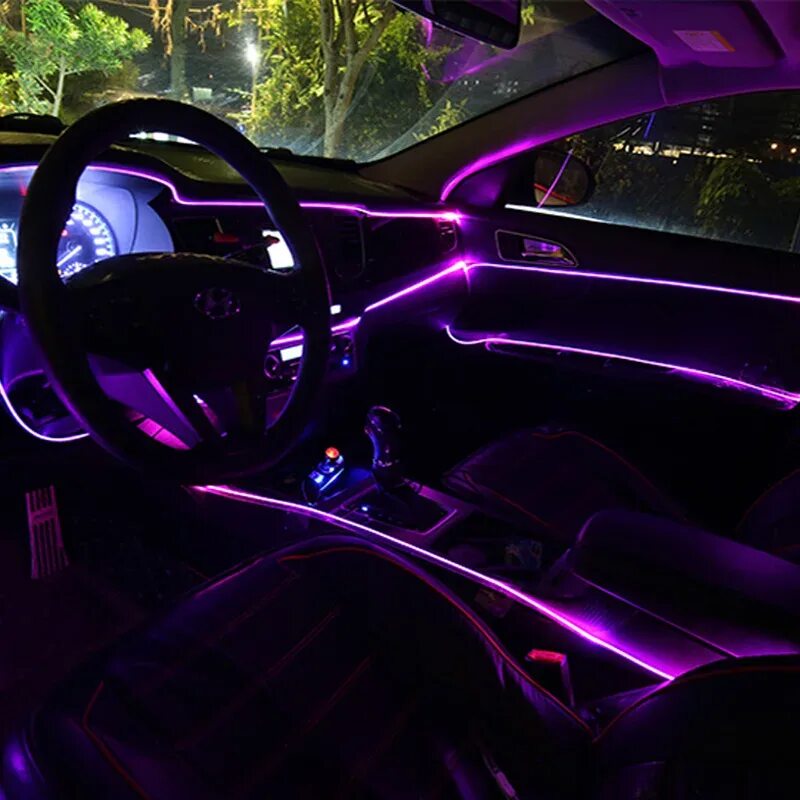 Подсветка салона фото Automotive LED Cold Light Emitting Line Vehicle Ambient Lamp Guide Light Led str