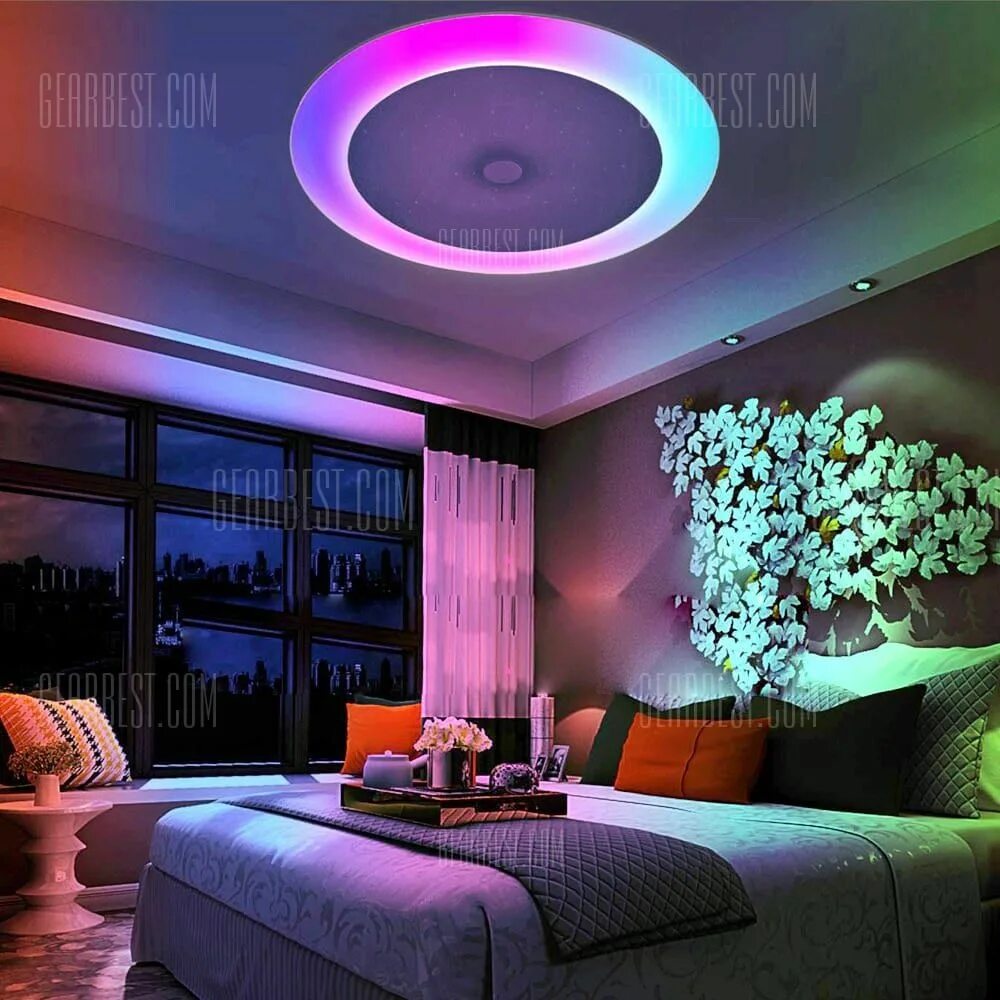 Подсветка цветов в интерьере фото X816Y - 48W - LY - YXAA Music Color Changing Ceiling Light, Smart Bluetooth APP 