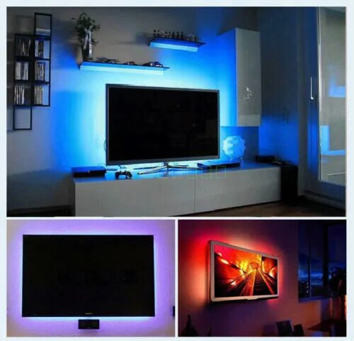 Подсветка телевизора фото 3528 RGB LED Strip Lights TV Back Light 12V USB Colour Changing w/ 24Key Remote 