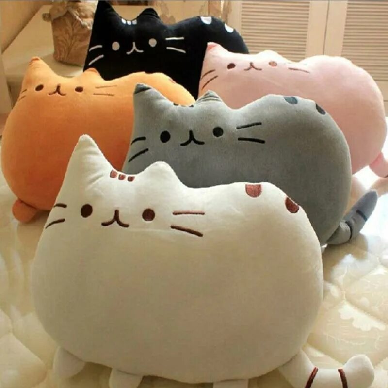 Подушечки кошки фото 40x30 см Kawaii Biscuit Cat плюшевые игрушки куклы милый счастливый кот плюшевая