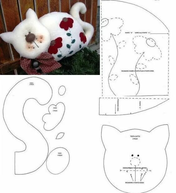 Подушка своими руками выкройки фото Felting projects, Quilt patterns, Cat pattern