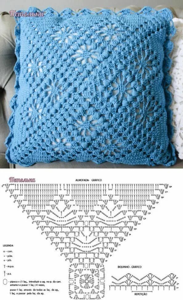 Подушка связанная крючком схемы Вязание. Для дома Crochet pillow cover, Crochet pillow cases, Crochet cushion co