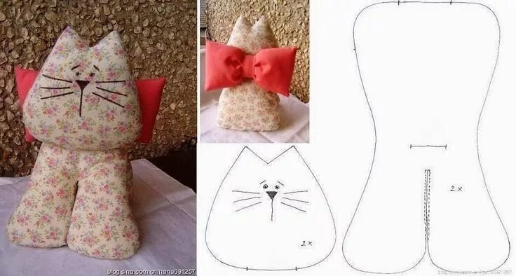 Подушки игрушки своими руками выкройки фото Gatinho com laço Animal sewing patterns, Sewing stuffed animals, Stuffed animal 