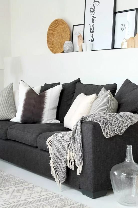 Подушки на серый диван фото в интерьере 10 Best Dark Gray Sofas You Can Shop Online Dark grey couch living room, Couches