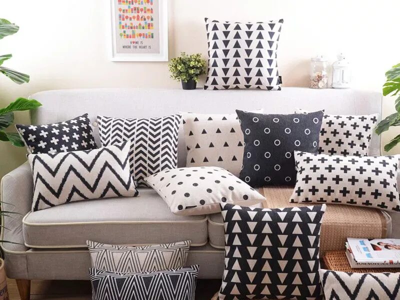 Confetti Cream & Black (limited) - Arianna Belle Throw pillows living room, Fami