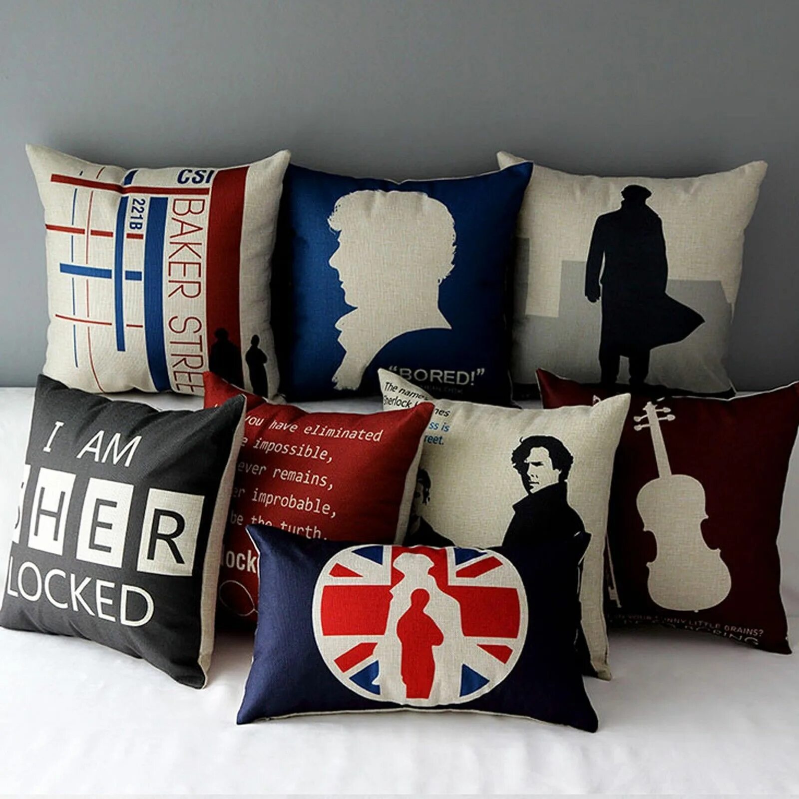 Подушки в стиле лофт Linen Cotton Sherlock Holmes Watson Cushion Cover Throw Pillow Case Decor Slip