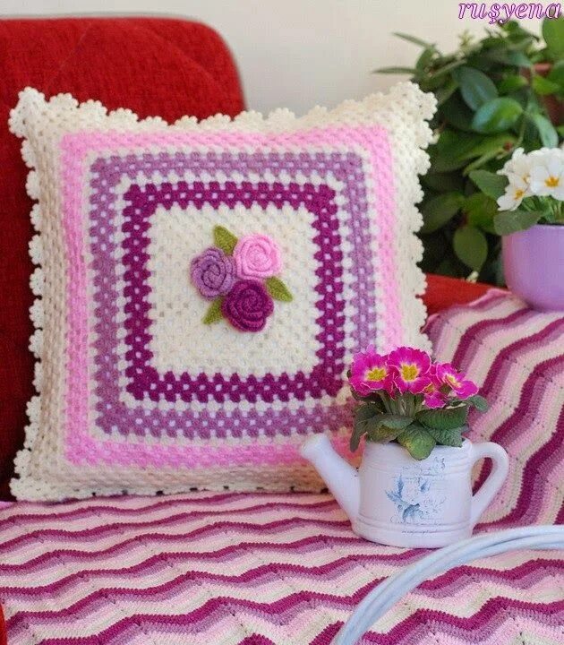 Подушки вязать фото схемы Ruşyena ! ! Crochet pillow cover, Crochet pillow pattern, Crochet cushion cover