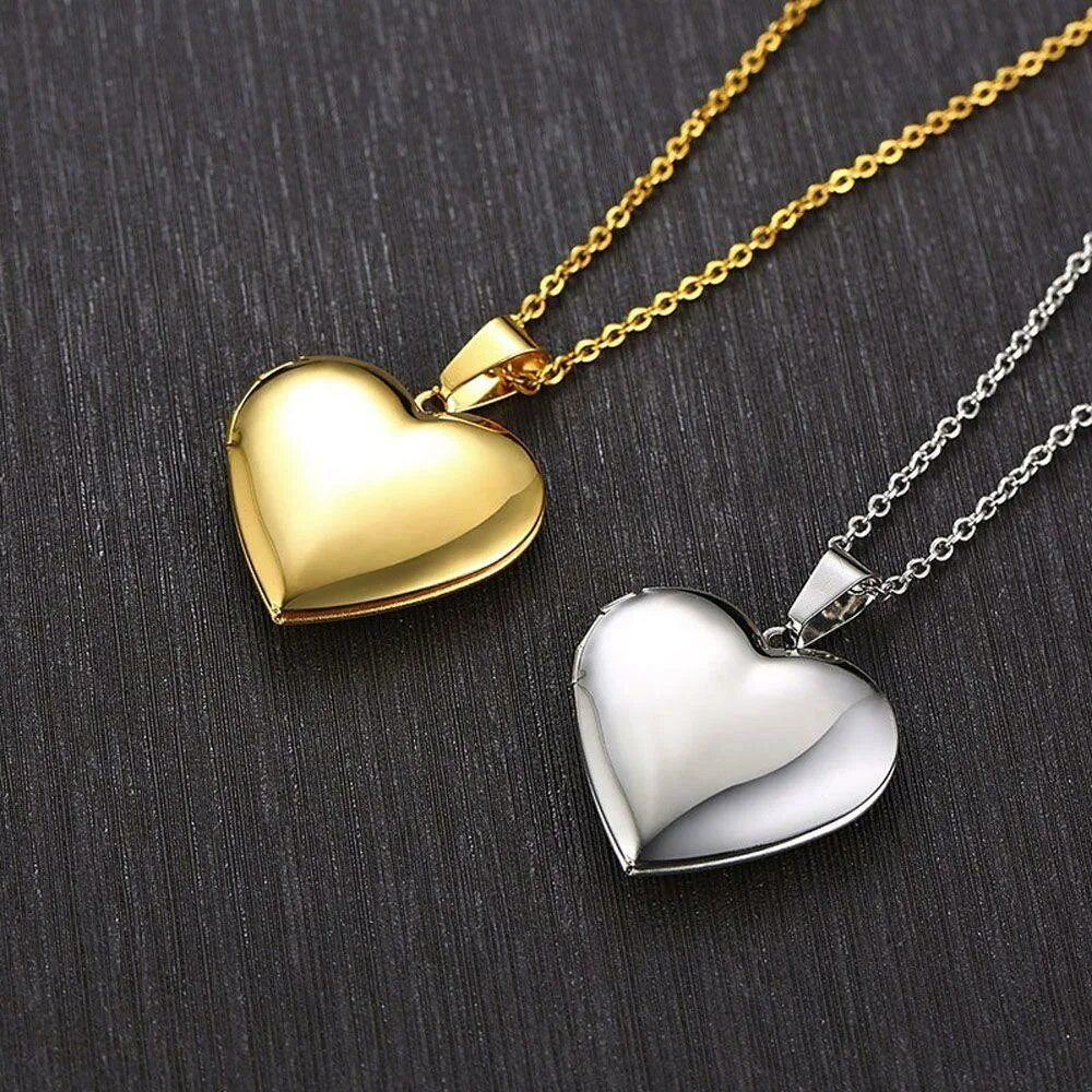 Подвеска сердце с фото внутри Heart Shaped Photo Picture Frame Family Love Pendant Necklaces Fashion Accessori