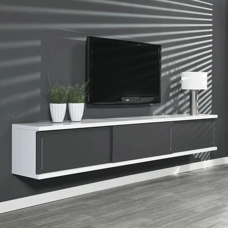 Подвесная тумба в гостиной фото Grijs tv meubel zwevend Giani Laret 240 G Onlinedesignmeubel.nl Elegant living r