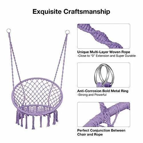Подвесное кресло своими руками схема плетения E EVERKING Macrame Swing Hammock Chair-White Macrame swing, Hanging hammock chai
