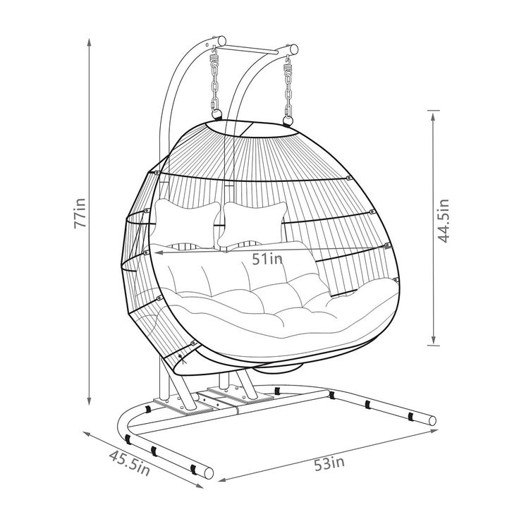 Подвесное кресло своими руками схемы Leisure Mod LMCHR Cherry Finish Wicker 2 Person Double Folding Hanging Egg Swing