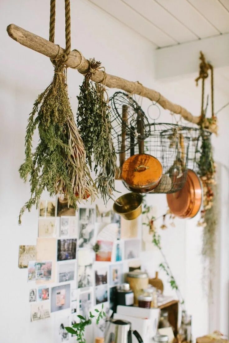 Подвесной декор для дома Deco: Ideas para decorar con ramas Natural home decor, Bohemian kitchen, Hanging