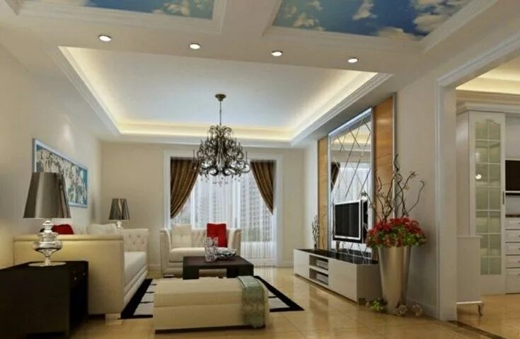 Подвесные потолки фото залы Falso techo de diseño moderno - cincuenta modelos #FalseCeilingIdeasForShowroom 