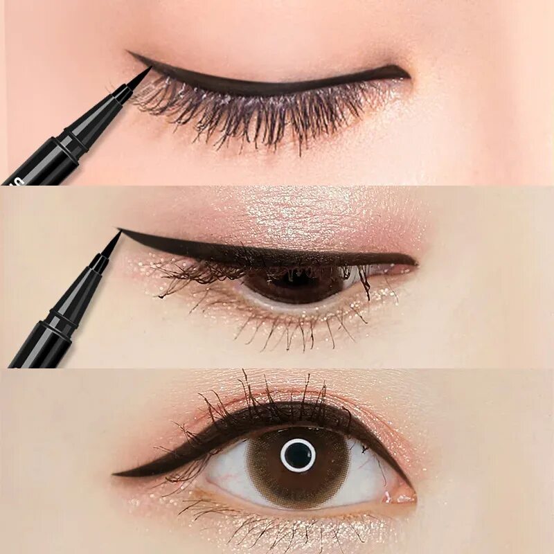 Подводка глаз пошагово фото Liquid Eye Liner Make Up Pencil Sexy Women Black Waterproof Mini Long-lasting Ey