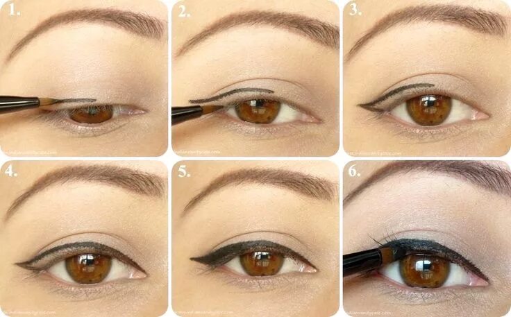 Подводка глаз пошагово фото Indian Vanity Case: Easy Cat Eyeliner Tutorial Cat eyeliner tutorial, Eyeliner t