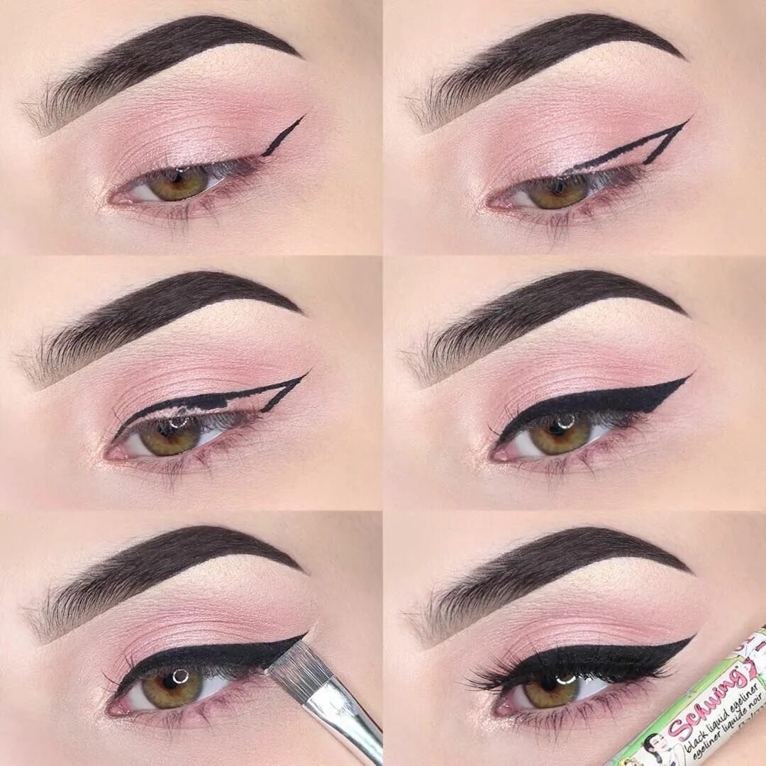 Подводка глаз пошагово фото Winged liner pictorial Makeup gift, Makeup, Eyeliner