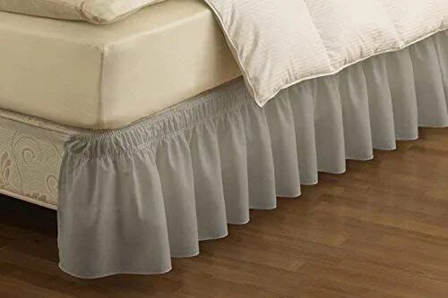 Подзоры для кровати фото Amazon.com: EasyFit 11577BEDDQKGGRE Wrap Around Solid Ruffled Queen/King Bed Ski