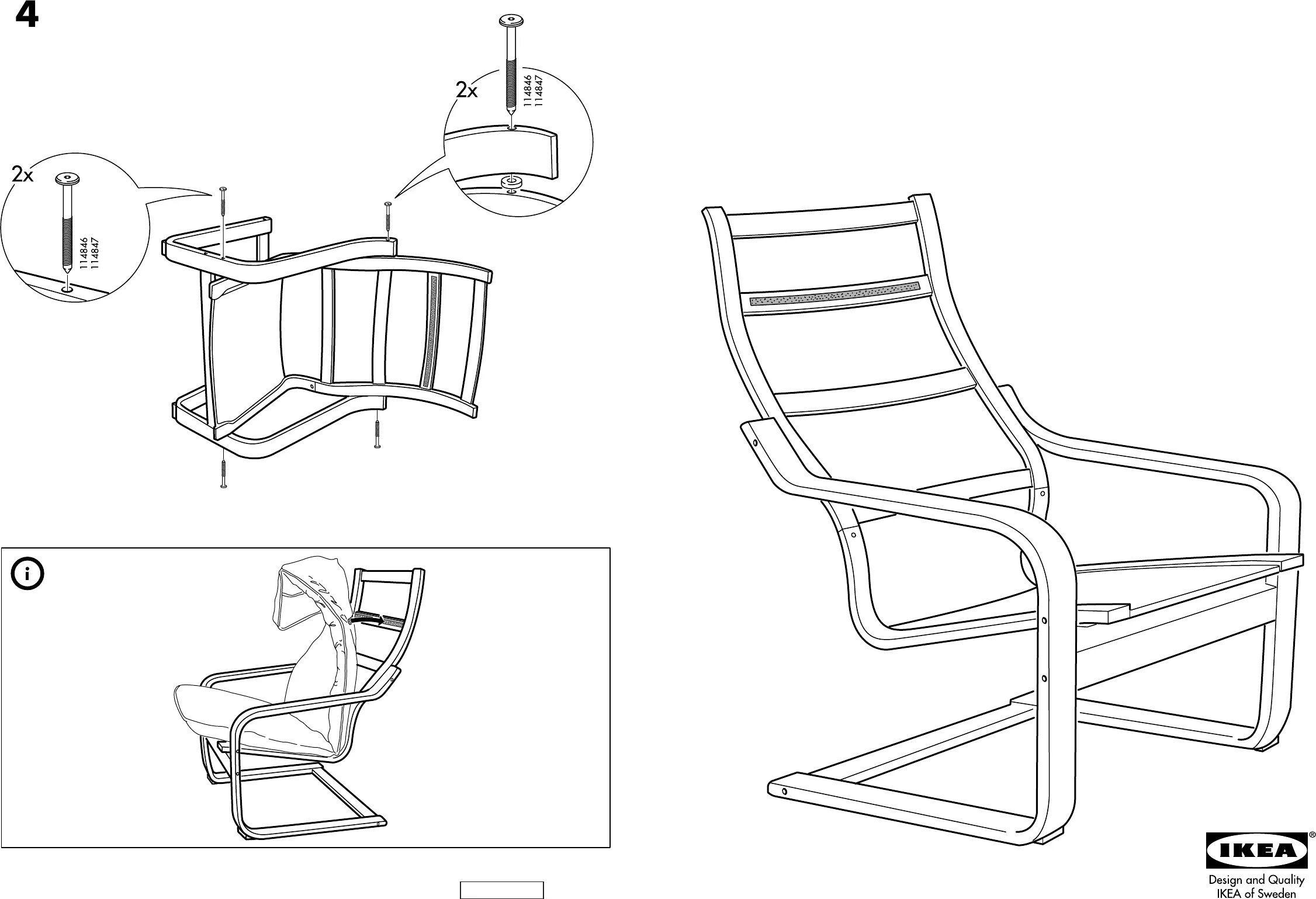 Поэнг икеа инструкция по сборке Manual Ikea Poang onderstel stoel (page 1 of 2) (English, German, Dutch, Danish,