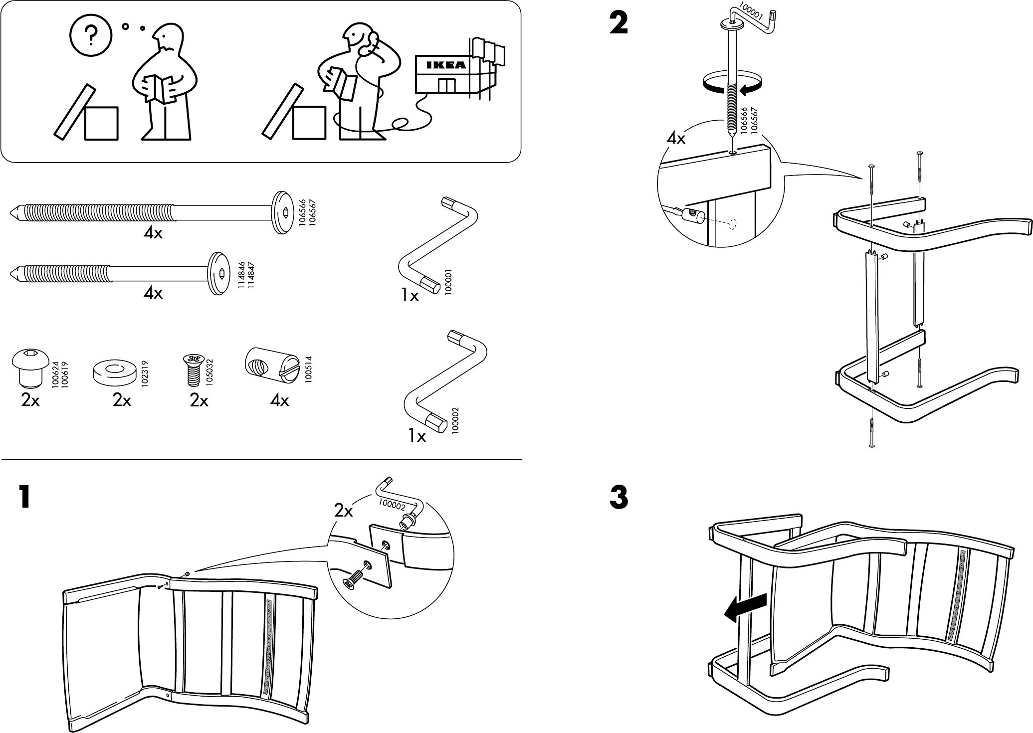 Поэнг инструкция сборки Handleiding Ikea Poang onderstel stoel (pagina 2 van 2) (Nederlands, Duits, Enge