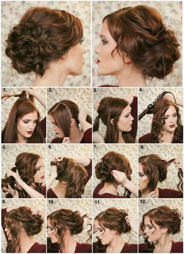 Поэтапно сделать прическу на средние волосы Pin on Peinados bonitos Cute hairstyles, Long hair updo, Hair tutorial