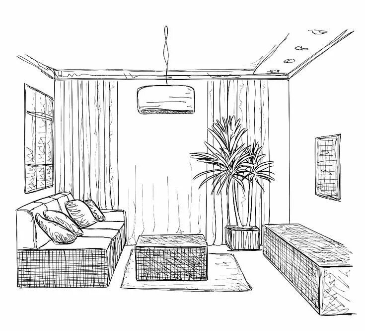 Поэтапное оформление квартиры Pin de Doc Draw em Perspective Desenho de arquitetura interior, Esboços de desig