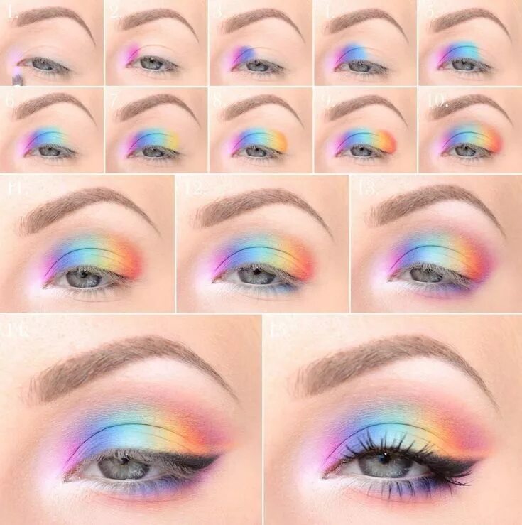 Поэтапный макияж фото Passo a passo maquiagem carnaval Rainbow eye makeup, Rainbow makeup, Glitter eye