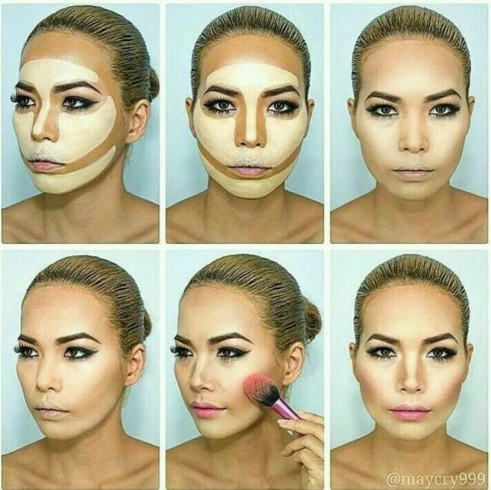 Поэтапный макияж лица для начинающих пошагово Pin by Mirdahani Mustafa on makeup Contour makeup, Corrective makeup, Big forehe