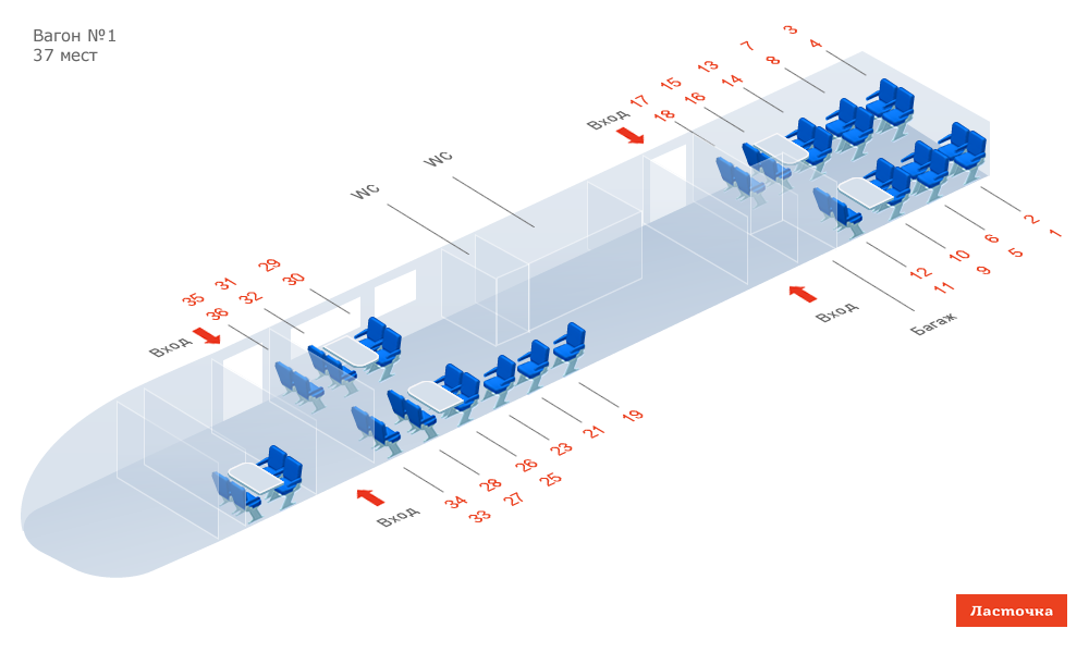 Поезд ласточка места в вагонах схема расположения Скоростные поезда Пассажирам