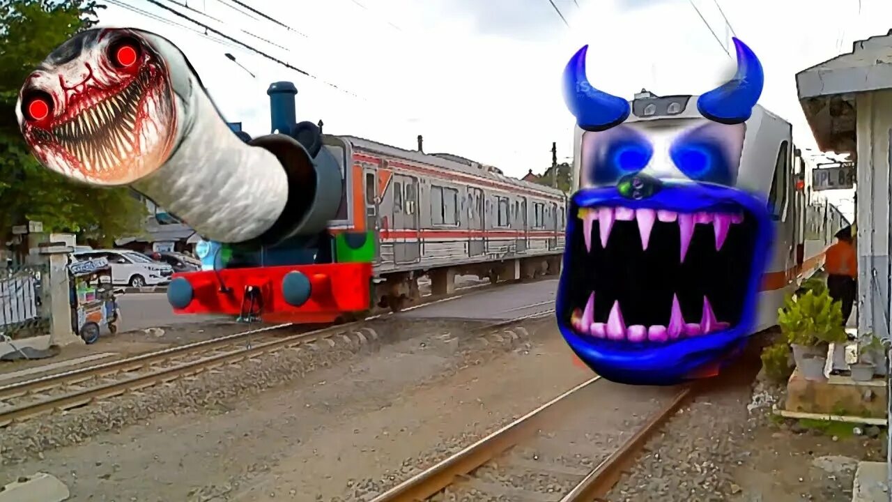 Поезд пожиратель фото Duuuuh Kereta Api Bandara Train Eater Exe VS Kereta Api Thomas Exe - YouTube