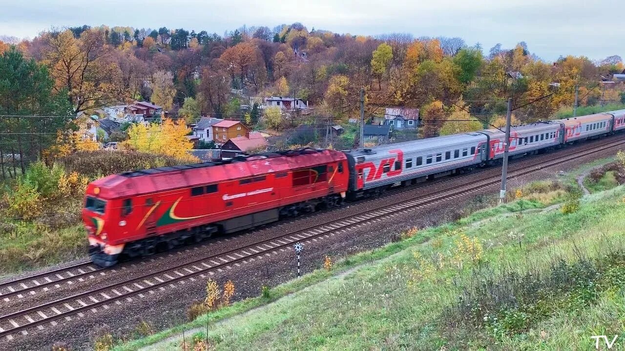 Поезд санкт петербург калининград фото ТЭП70БС-003 С поездом Калининград - Санкт-Петербург - YouTube