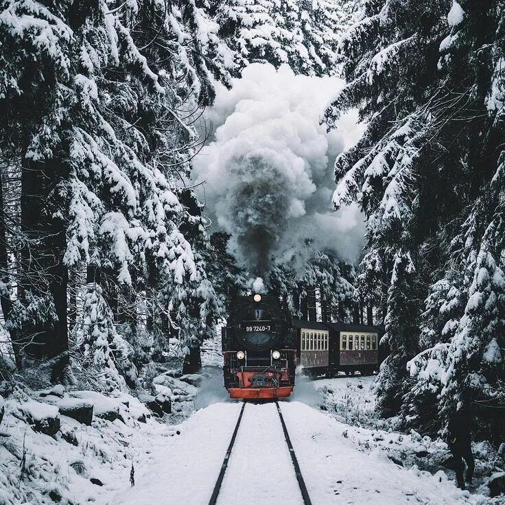 Поезд зима фото via @bokehm0n, instagram Winter fotografie, Winter szenen, Winterbilder