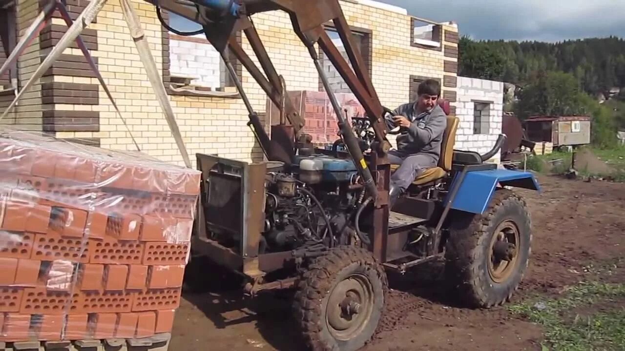 Погрузчик на минитрактор своими руками самодельный самодельный трактор с погрузчиком - YouTube