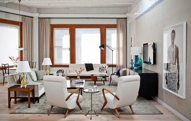 Похожие стили интерьера Hudson Street Loft by wUNDERground HomeAdore Living room new york, Interior desi