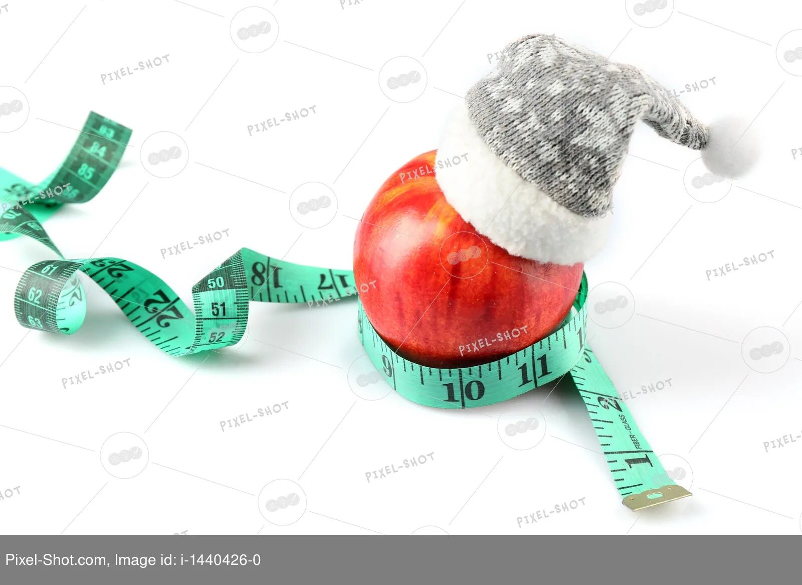 Похудей к новому году картинки Measuring tape and apple with Christmas decoration isolated on white :: Stock Ph