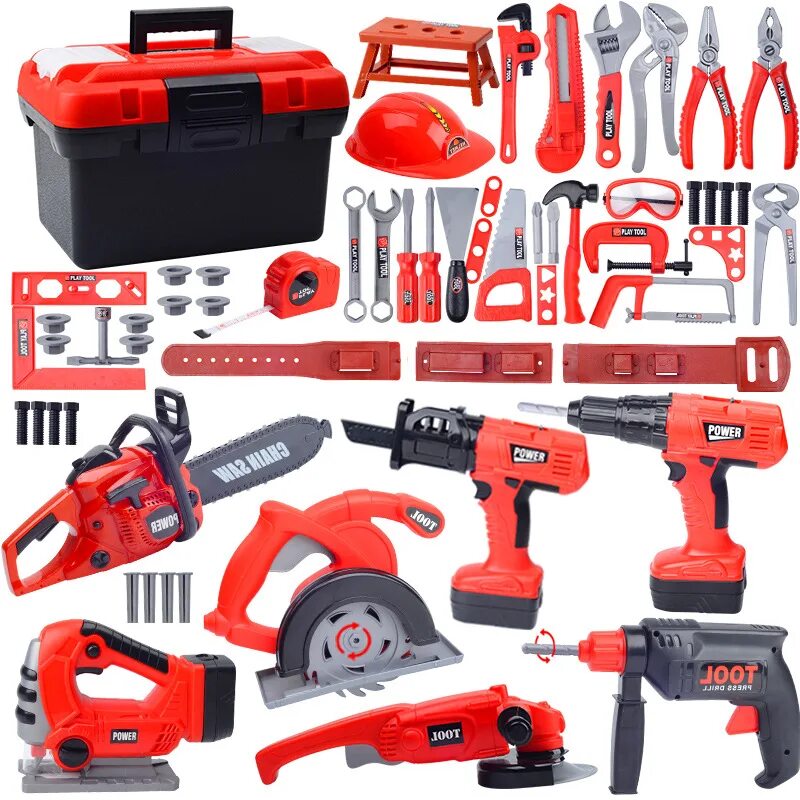 Поиск инструментов по фото Kids Pretend Play Simulation Repair Tool Toys Toolbox Kit Electric Drill Screw D