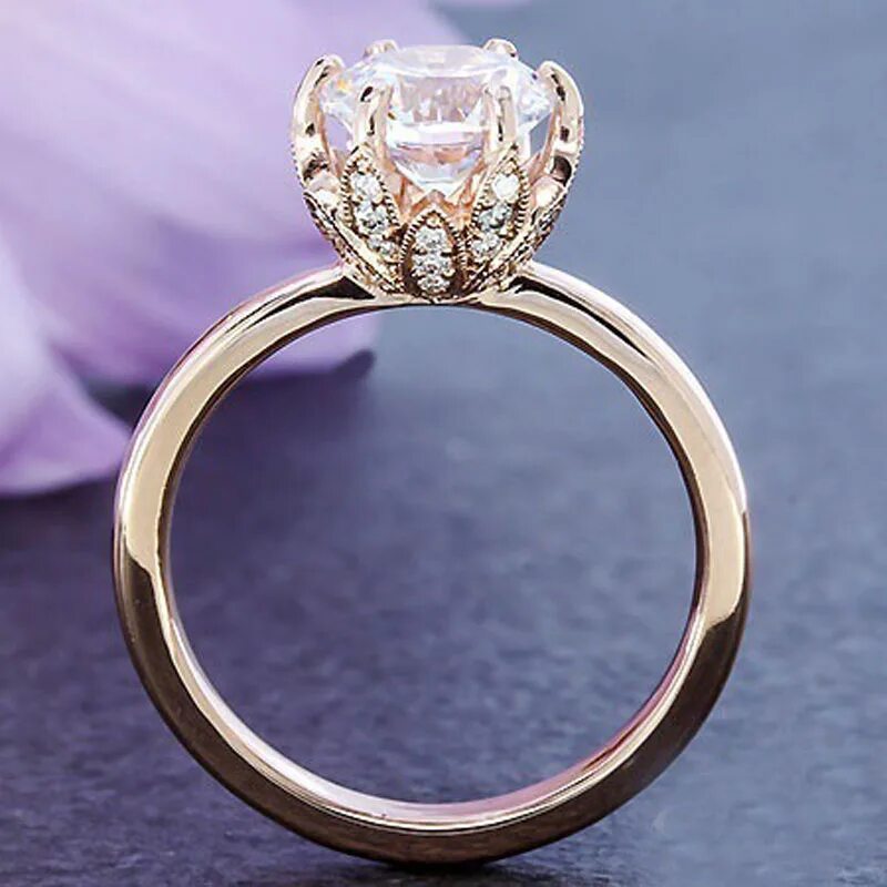 Поиск кольца по фото онлайн Rose Gold Thin Ring Band With Stone Promise Crown Engagement Wedding Zircon Ring