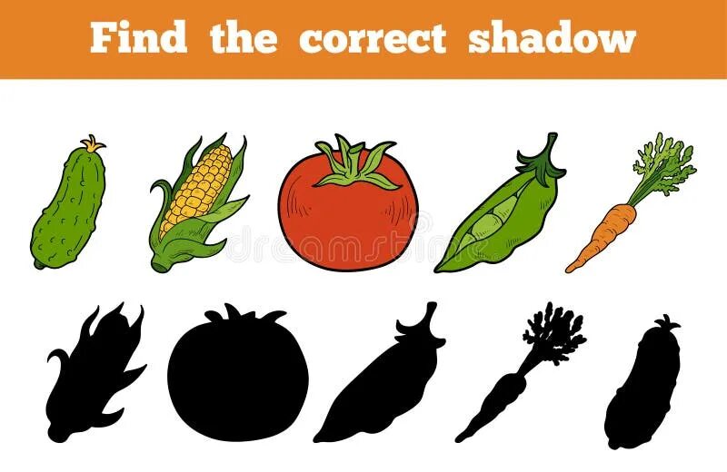 Поиск овоща по фото Find the Correct Shadow (vegetables) Stock Vector - Illustration of difficulty, 