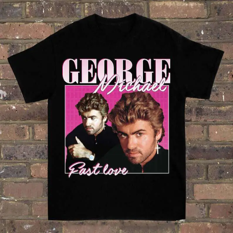 Показ мод женского нижнего белья Винтажная черная футболка унисекс George Michael с коротким рукавом все размеры 