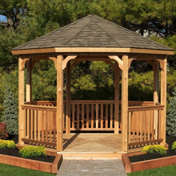 Показать беседки для дачи фото 12 Ft. W x 12 Ft. D Solid Wood Patio Gazebo Wooden gazebo, Gazebo, Pergola plans