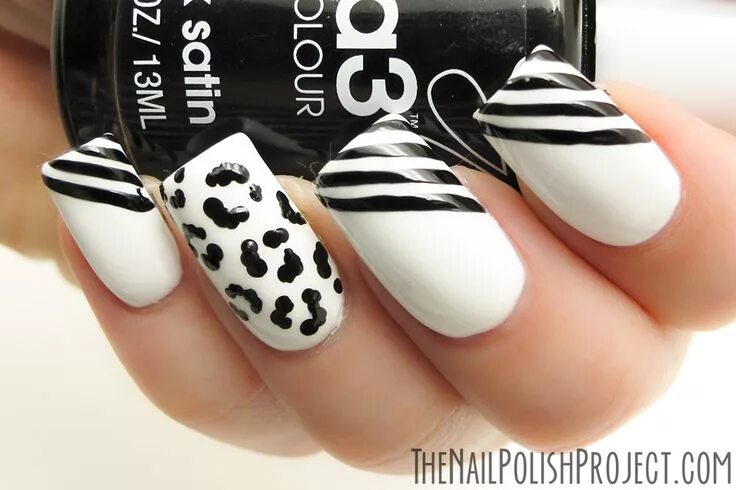 Показать черно белый маникюр 31DC2013: Day 7 Black & White Nails White nails, White and silver nails, White n