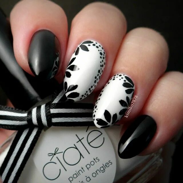 Показать черно белый маникюр INK361 - The Instagram web interface Matte nails design, Black nail designs, Fas