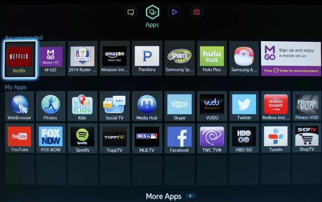 Показать фото на телевизоре с андроид samsung-smart-tv-homescreen