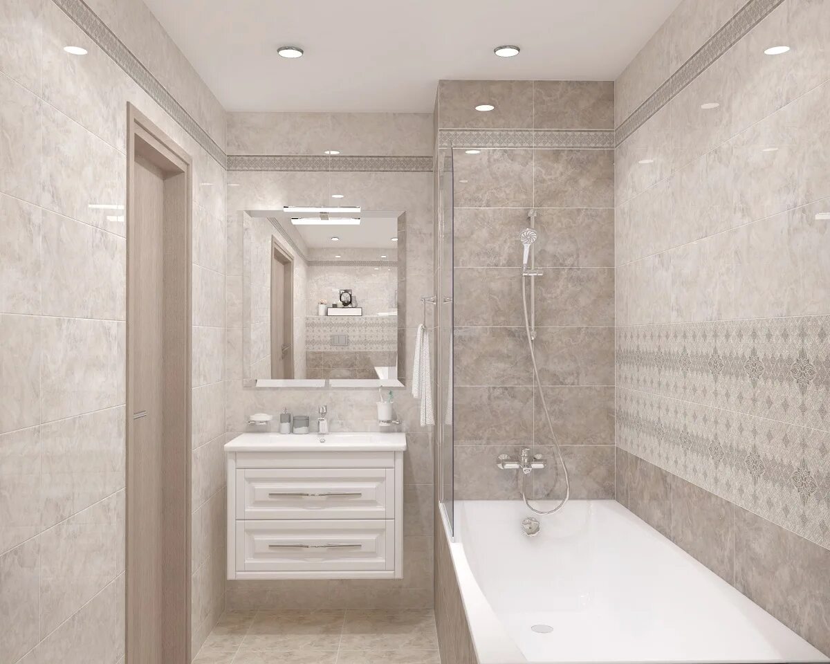 Показать фото плиток в ванной Керамогранит и плитка Alma Ceramica Veliente - купить в Москве с доставкой по ни